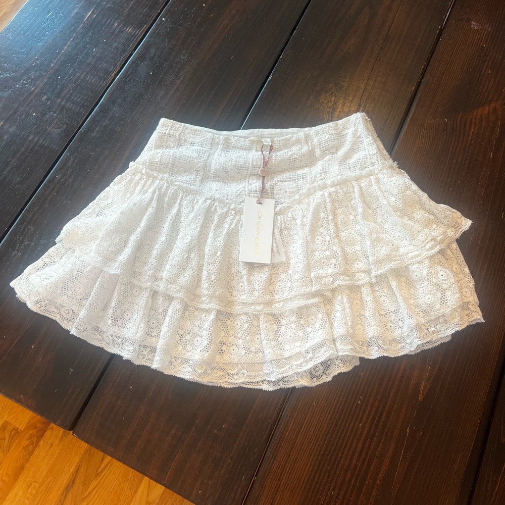 LoveShackFancy Antila White Skirt